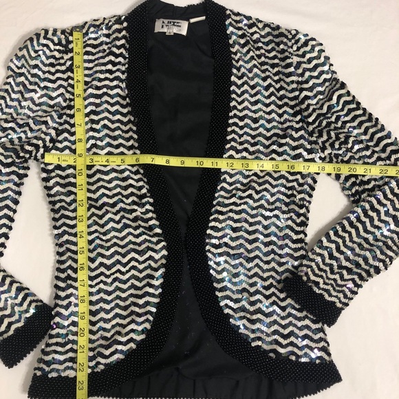 Vintage 80s NiteLine 100% Silk Sequin Blazer Small - Picture 13 of 16